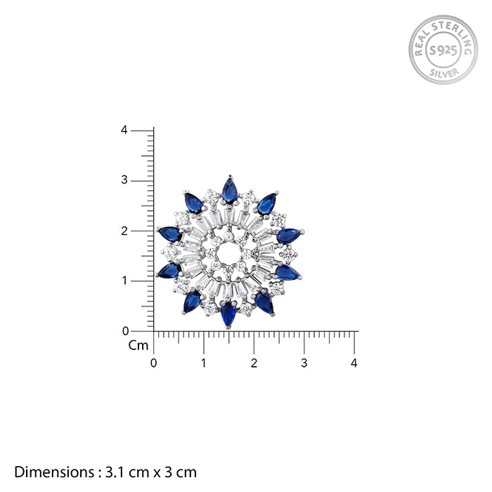 Silver flower earrings with zircons and coloured zircons.