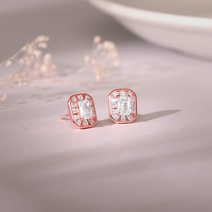 Rose Gold Joyful Square Earrings