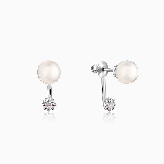 Silver Fall Pearl Earrings