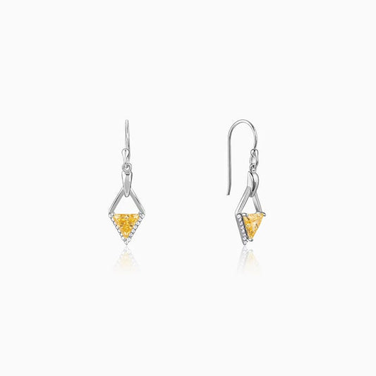 Silver Yellow Prism Earrings