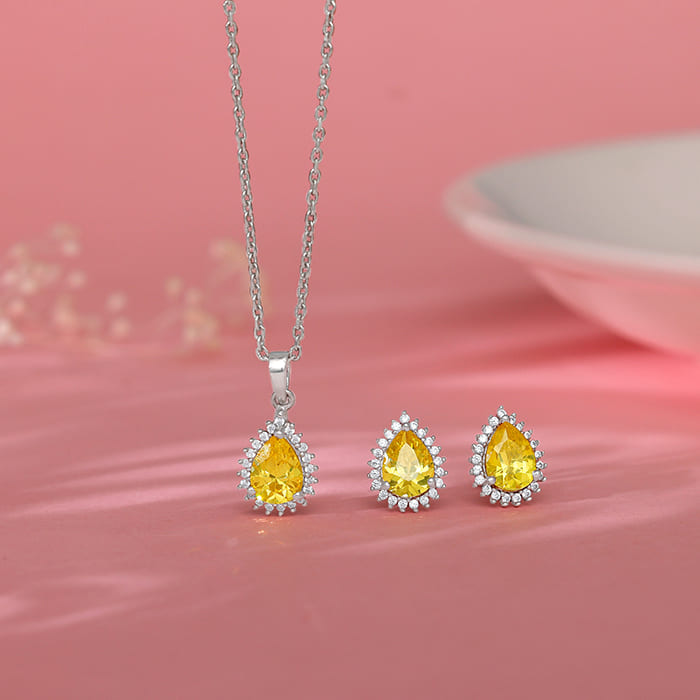 Silver Yellow Drop Set