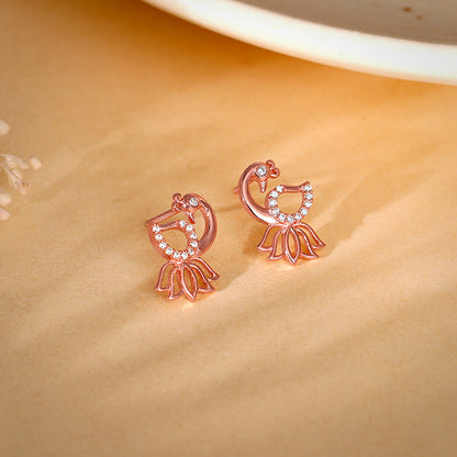 Rose Gold Elegant Peacock Earrings