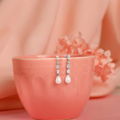 Silver Pearly Hug Earrings