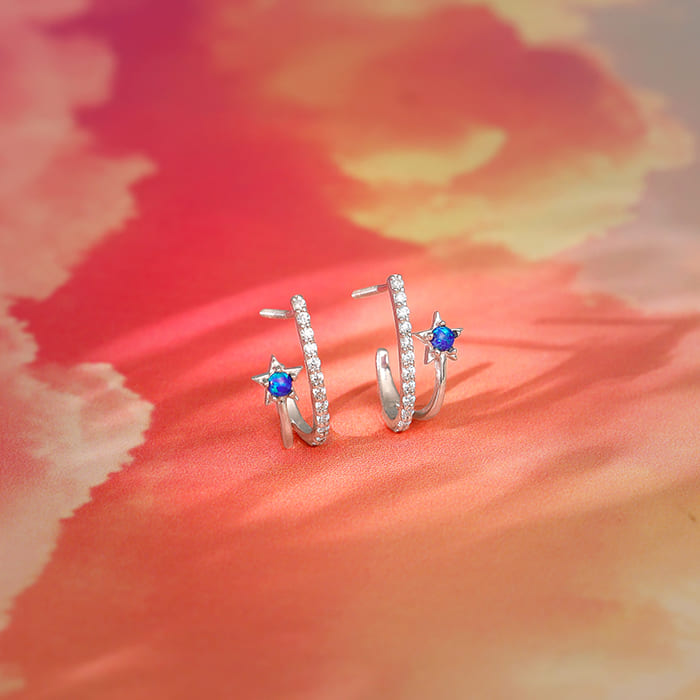 Silver Azure Aura Earrings