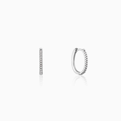 Silver Zircon Twinkling Hoop Earrings