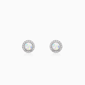 Silver earrings with opal stone and zircon accents





