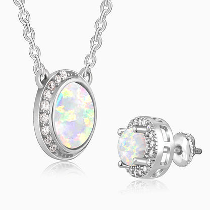 Silver Opal Moon Set