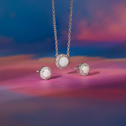 Silver Opal Moon Set