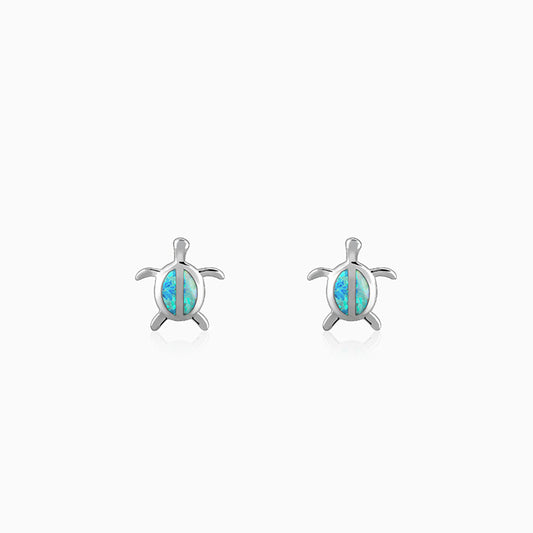 Silver Blue Turtle Studs