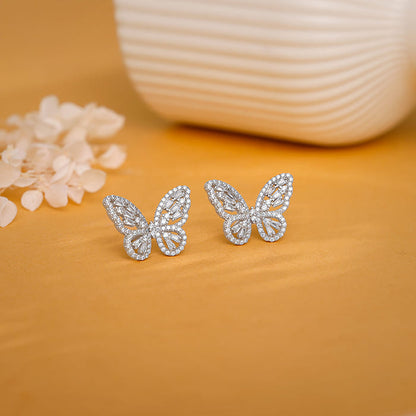 Silver Butterfly Gleam Earrings