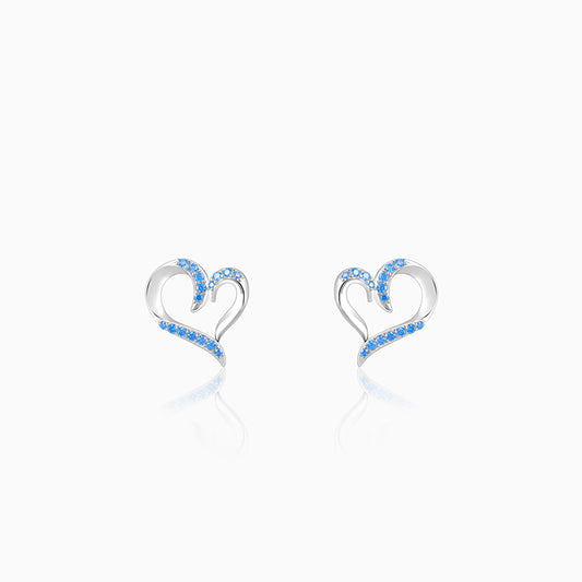 Silver Dewy Heart Studs