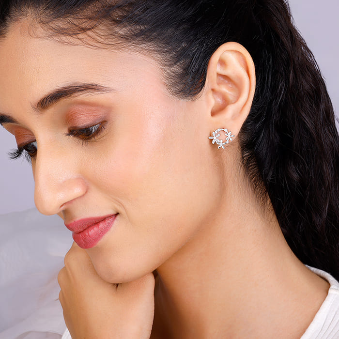 Buy DER177 Hannah Cz Silver Plated Earrings , Hoops , Indian JEWELLERY  Online in India - Etsy