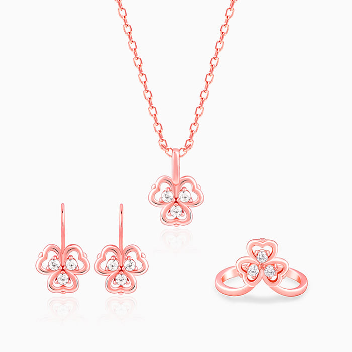 Rose Gold Three Leaf Clover Set of Three