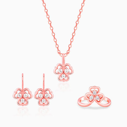 Rose Gold Three Leaf Clover Set of Three