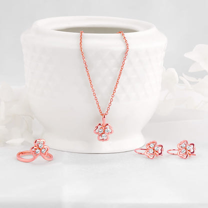 Rose Gold Three Leaf Clover Set of Three