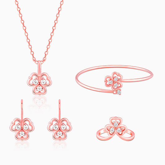 Rose Gold Three Leaf Clover Set of Four