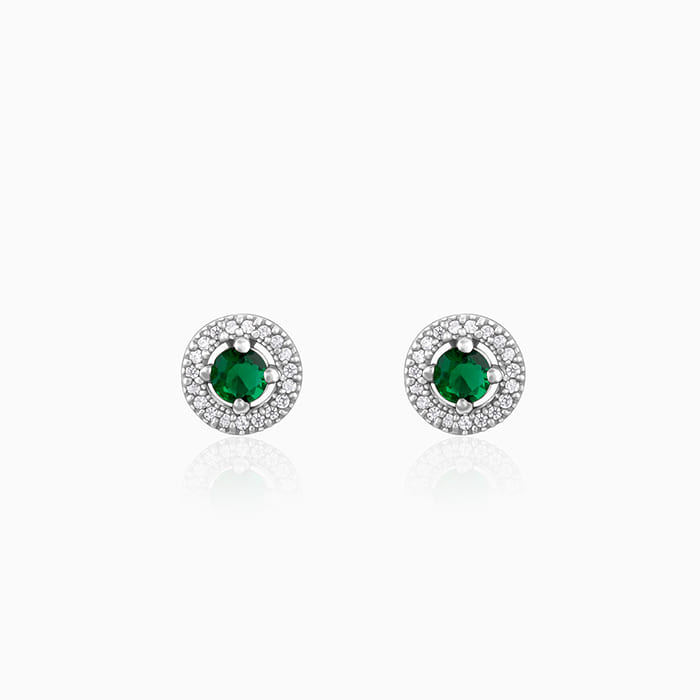 Silver Forest Green Shining Halo Studs – GIVA Jewellery