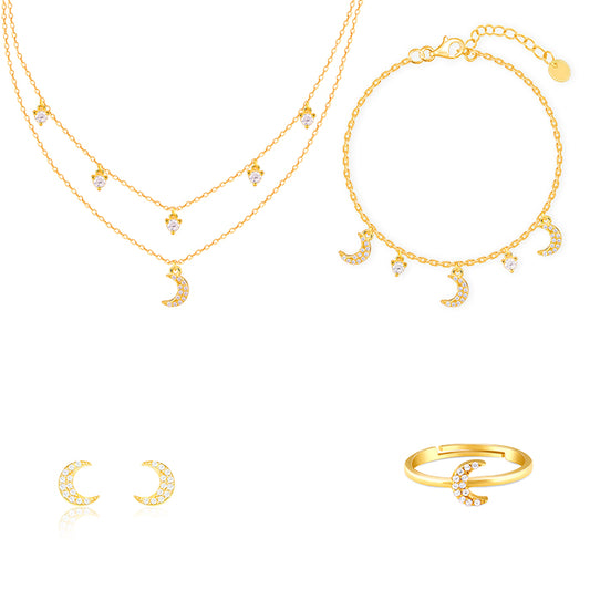 Golden Crescent Zircon Set Of Four