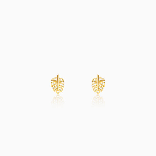 Golden Leaflet Stud Earrings