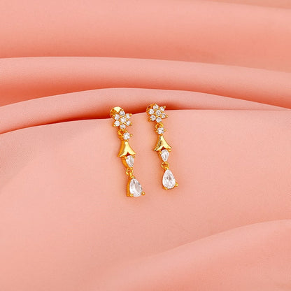 Golden Glinting Joy Zircon Earrings