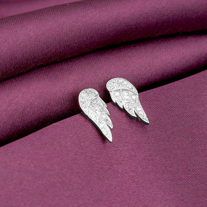 Silver Zircon Wing It Earrings