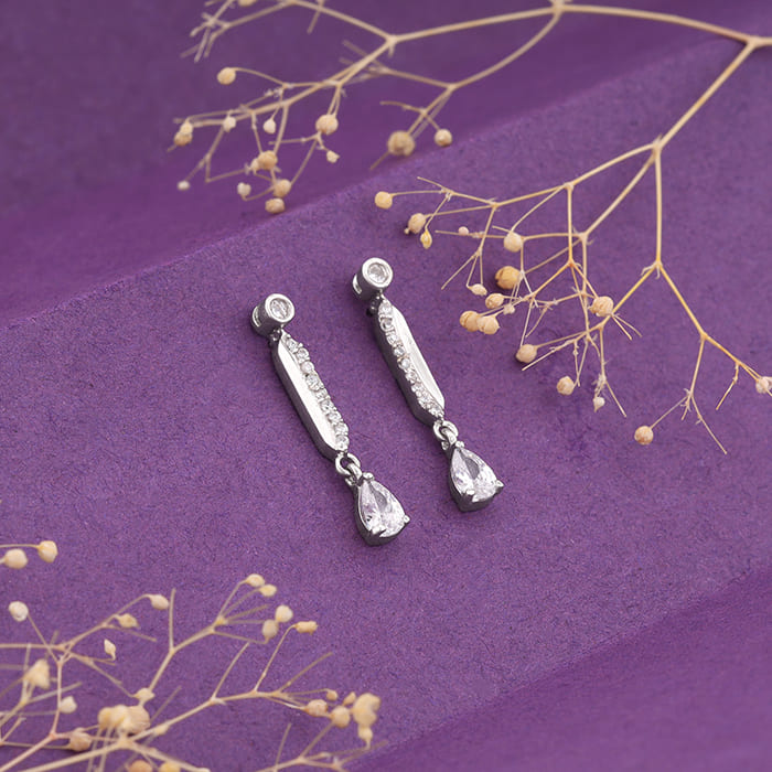 Zircon Silver Night Earrings GIVA Jewellery