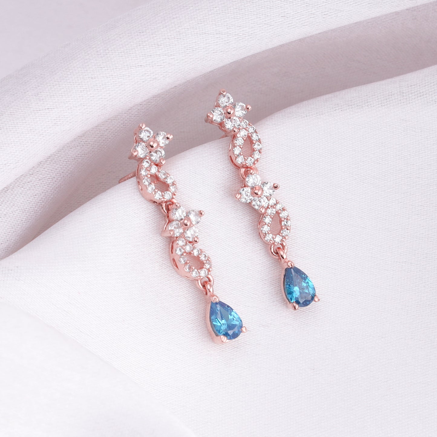 Rose Gold Blue Moon Earrings