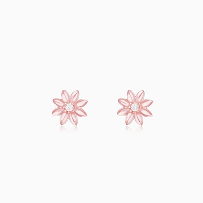 Rose Gold Magnolia Flower Studs