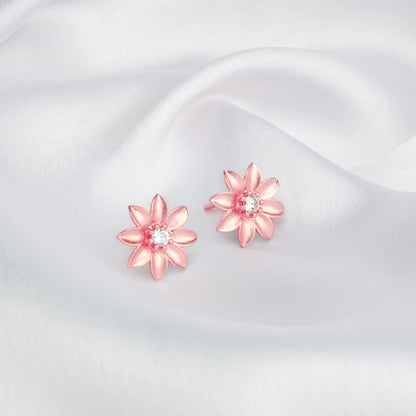 Rose Gold Magnolia Flower Studs