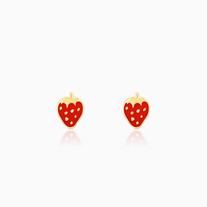 Golden Cute Strawberry Kids Earrings (4-12 yrs)