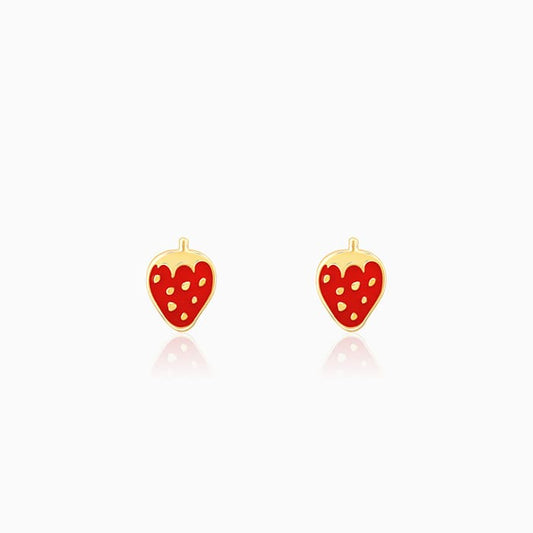 Golden Cute Strawberry Kids Earrings (4-12 yrs)