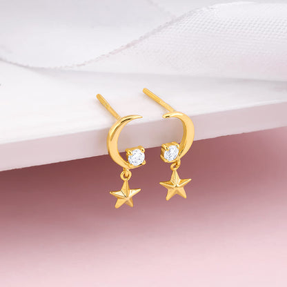 Golden Moon-Star earrings