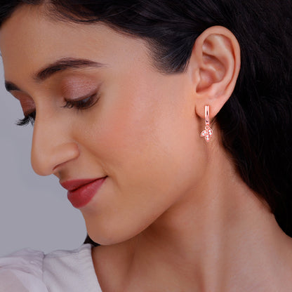 Anushka Sharma Rose Gold Petal Trio Hoop Earrings