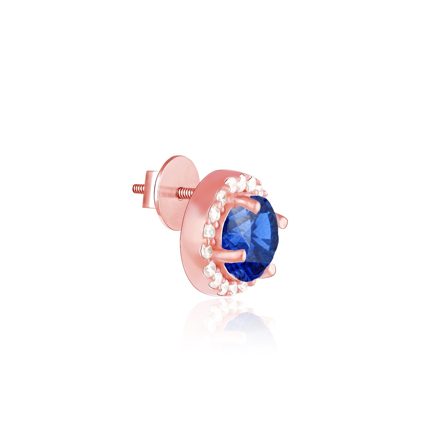 Rose Gold Blue Velvet Studs