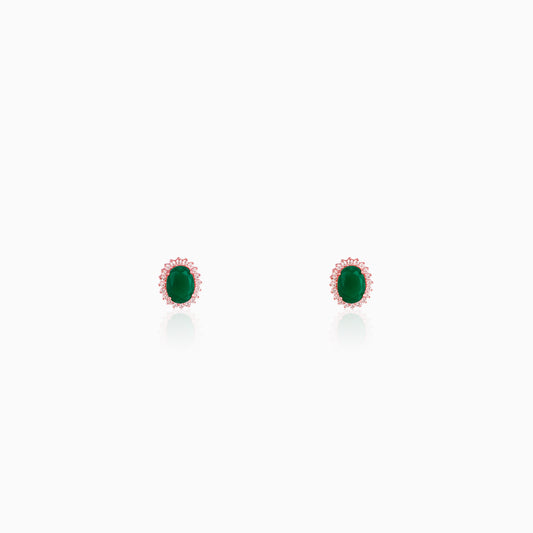 Rose Gold Evergreen Halo Studs