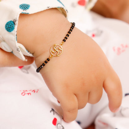 Gold Swastika Kids Nazariya Bracelet (0-1 yrs)