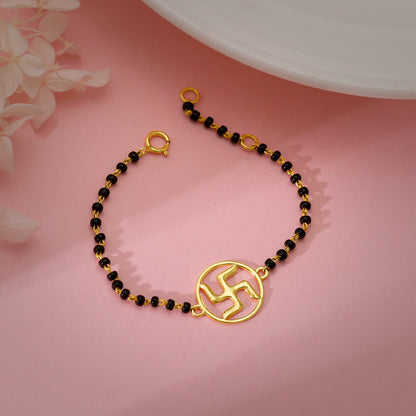 Gold Swastika Kids Nazariya Bracelet (0-1 yrs)