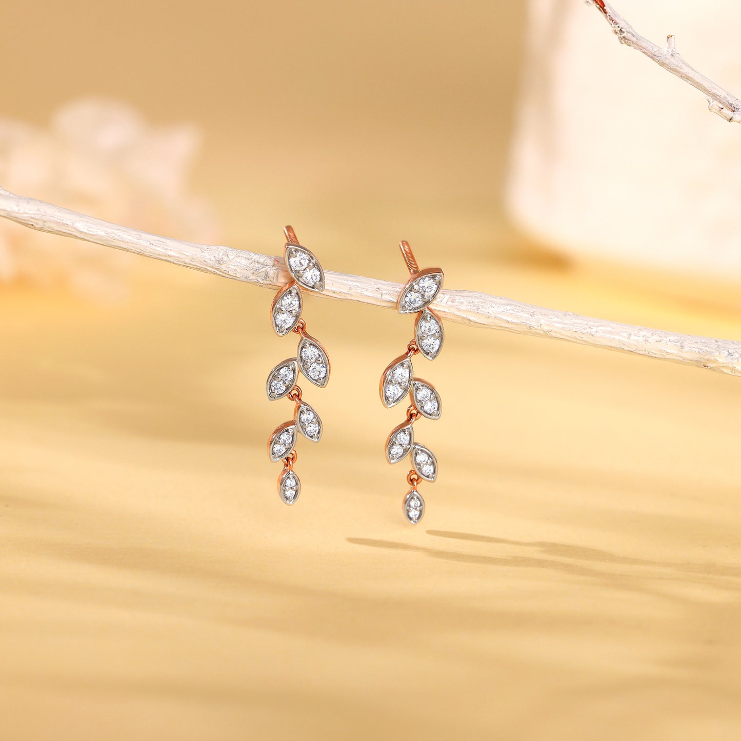 Rose Gold Cascade Diamond Earrings