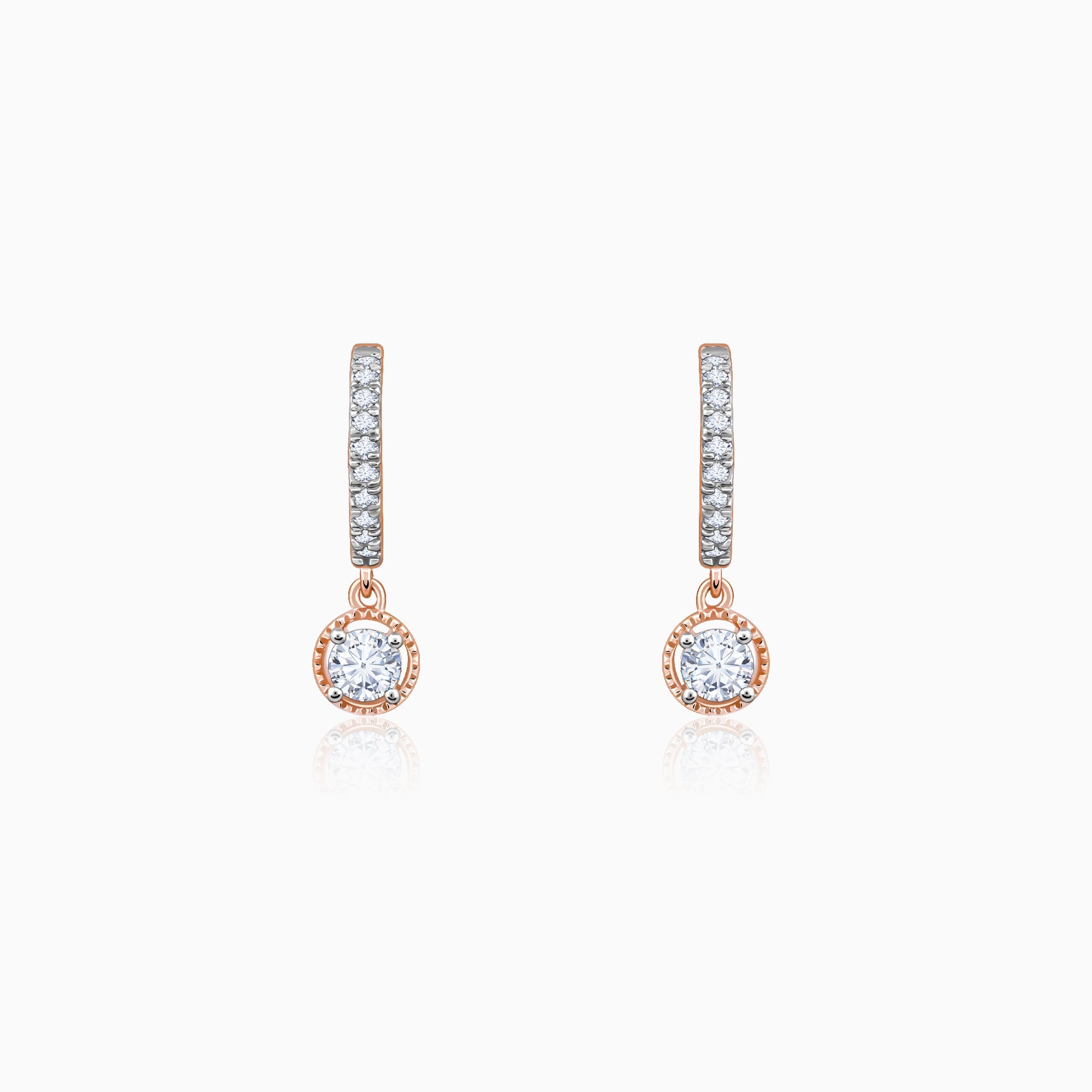 Rose Gold Glittering Drop Diamond Earrings GIVA Jewellery