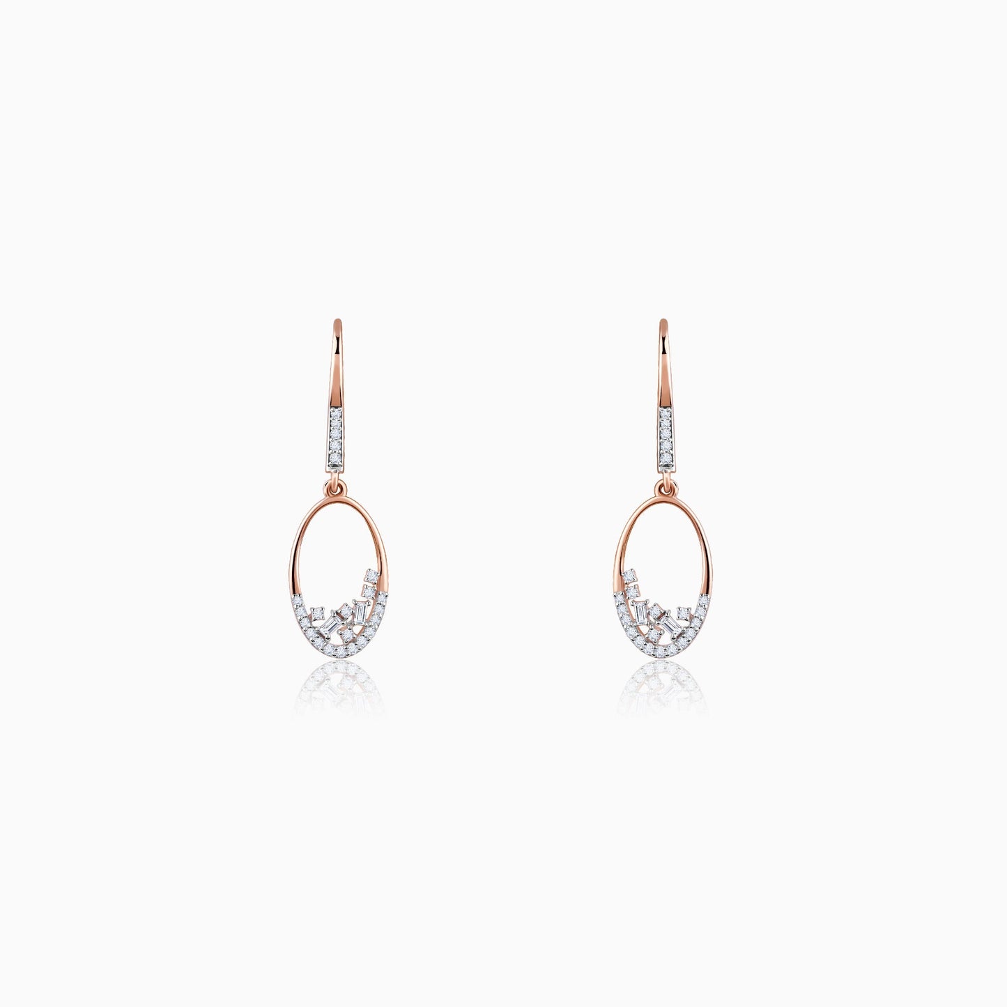 Rose Gold Radiant Oval Diamond Earrings