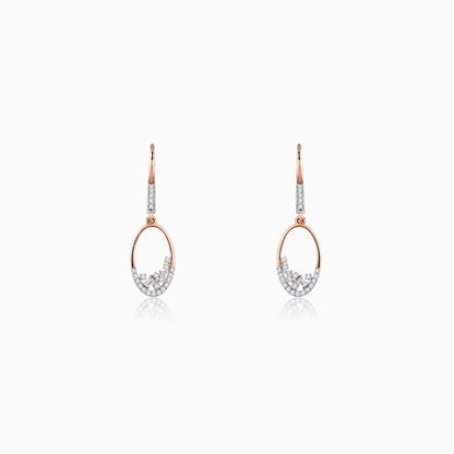 Rose Gold Radiant Oval Diamond Earrings