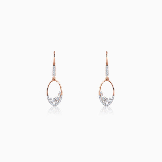 Rose Gold Radiant Oval Diamond Earrings