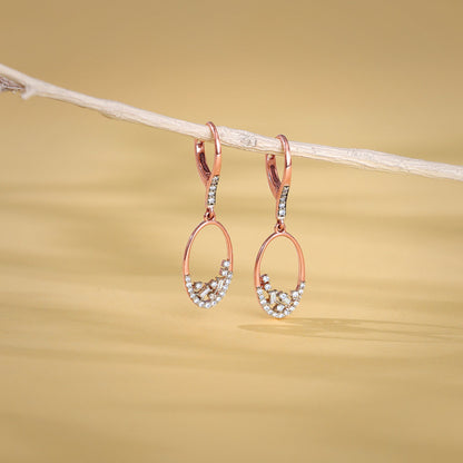 Rose Gold Radiant Oval Diamond Earrings