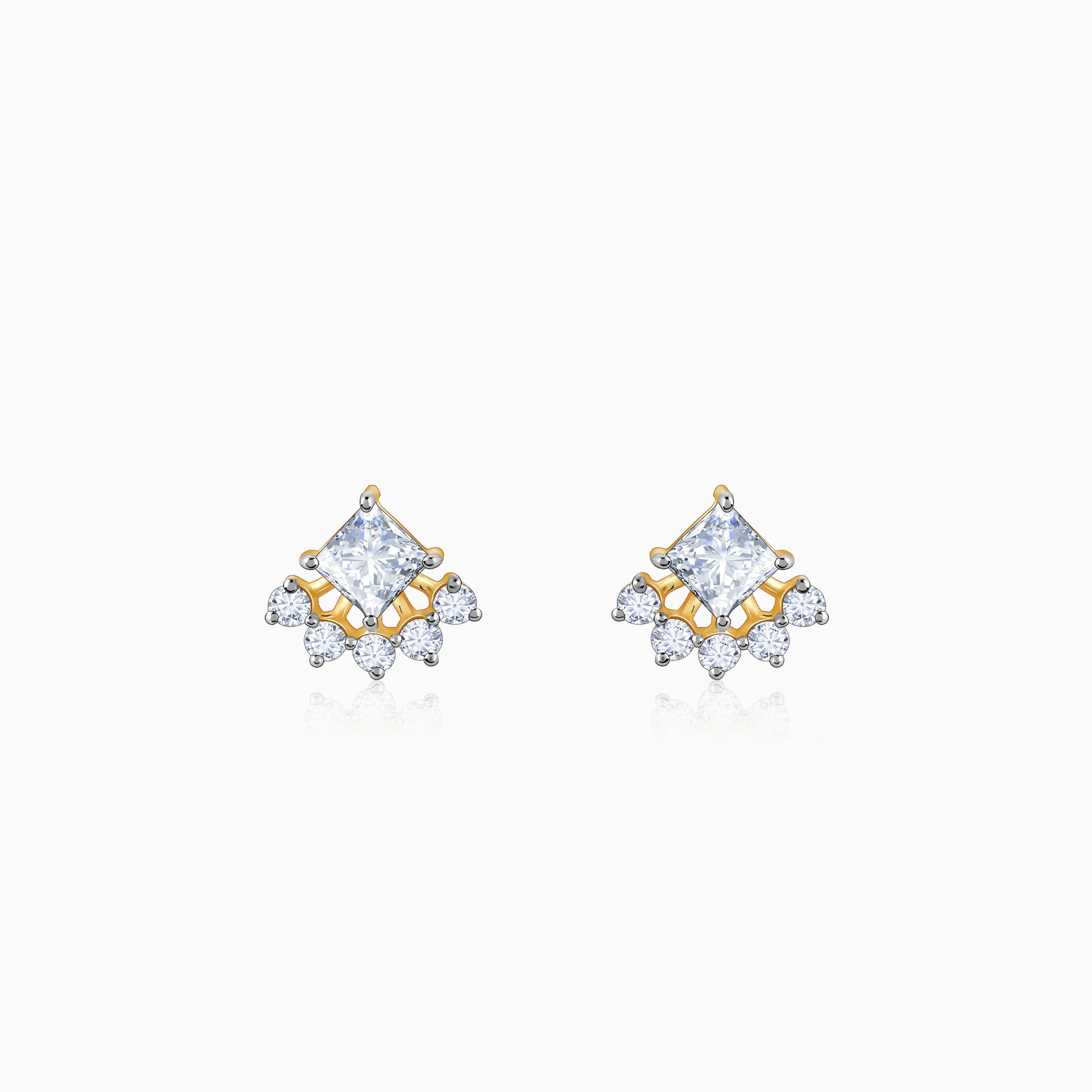 Gold Regal Elegance Diamond Studs with lab-grown diamonds.