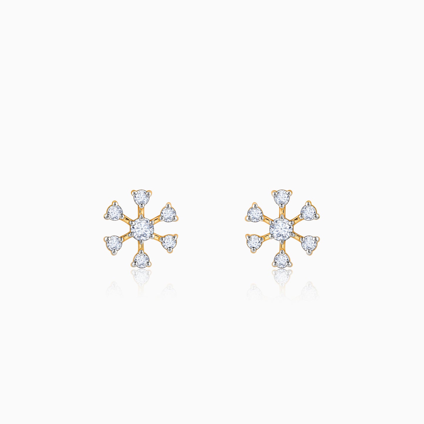 Gold Starburst Sparkle Diamond Earrings