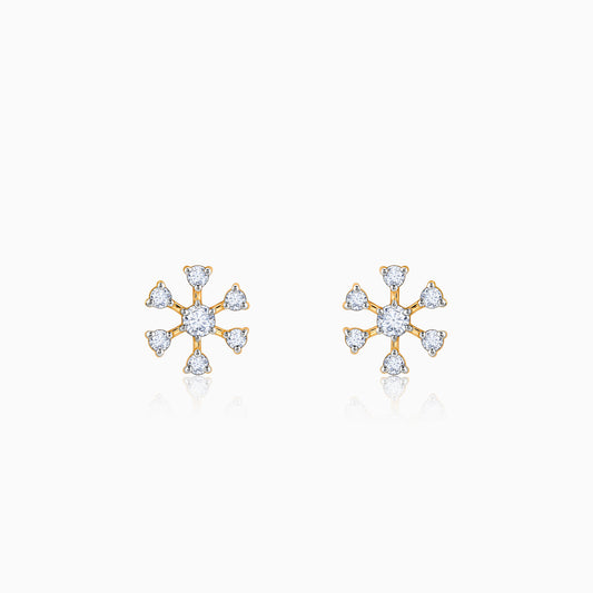 Gold Starburst Sparkle Diamond Earrings