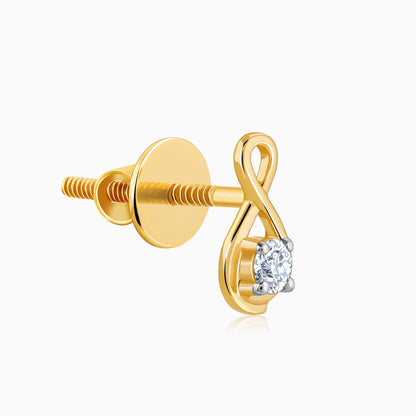 Gold Boundless Solitaire Diamond Studs