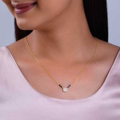 Gold Square Diamond Mangalsutra