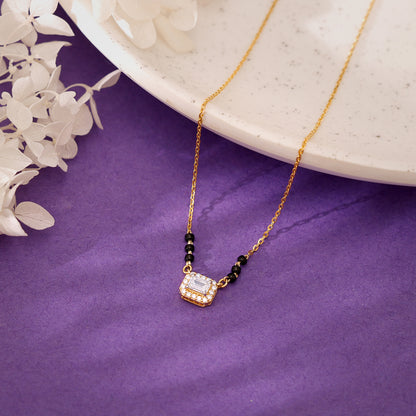 Gold Square Diamond Mangalsutra