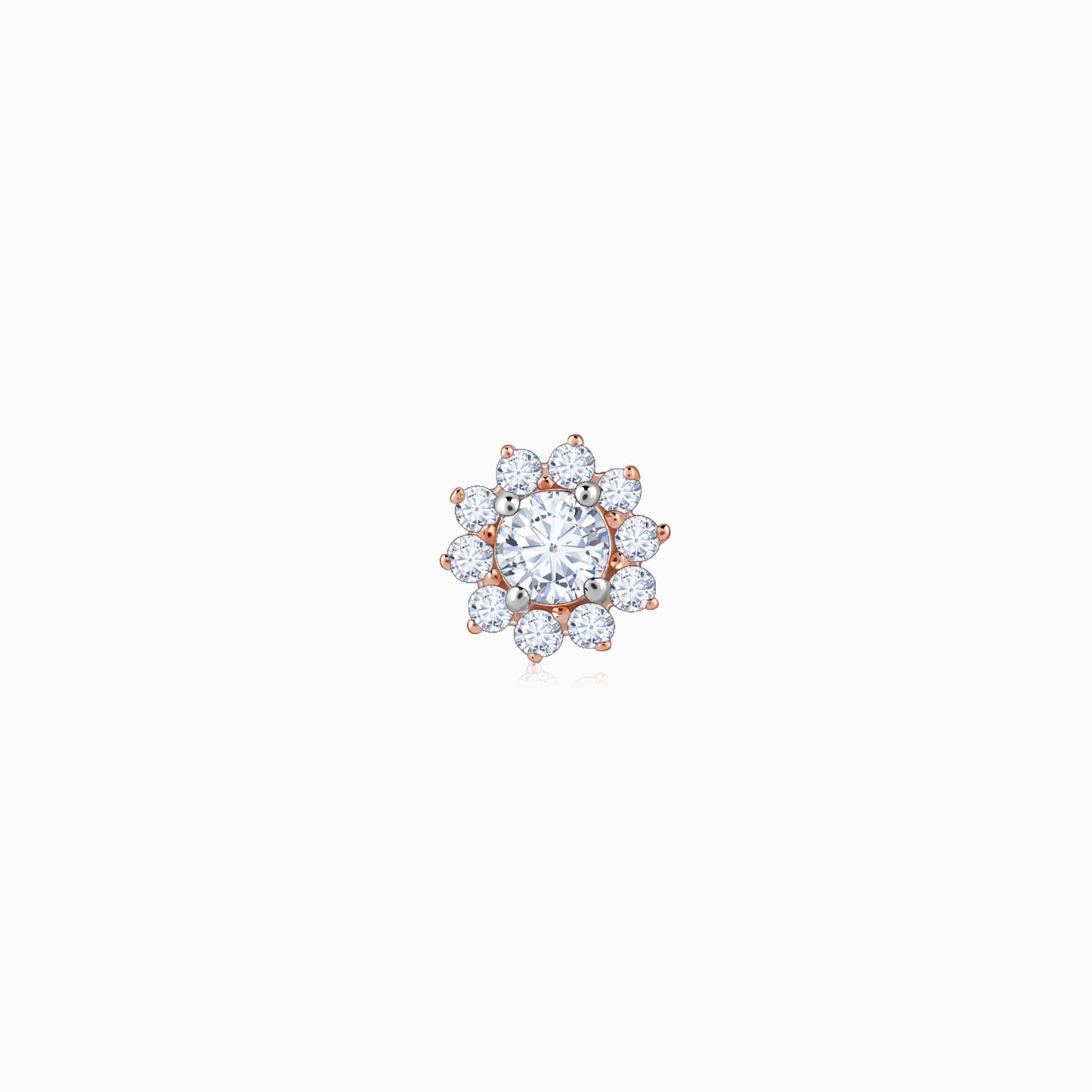 Rose Gold Sunstar Diamond Nose Pin